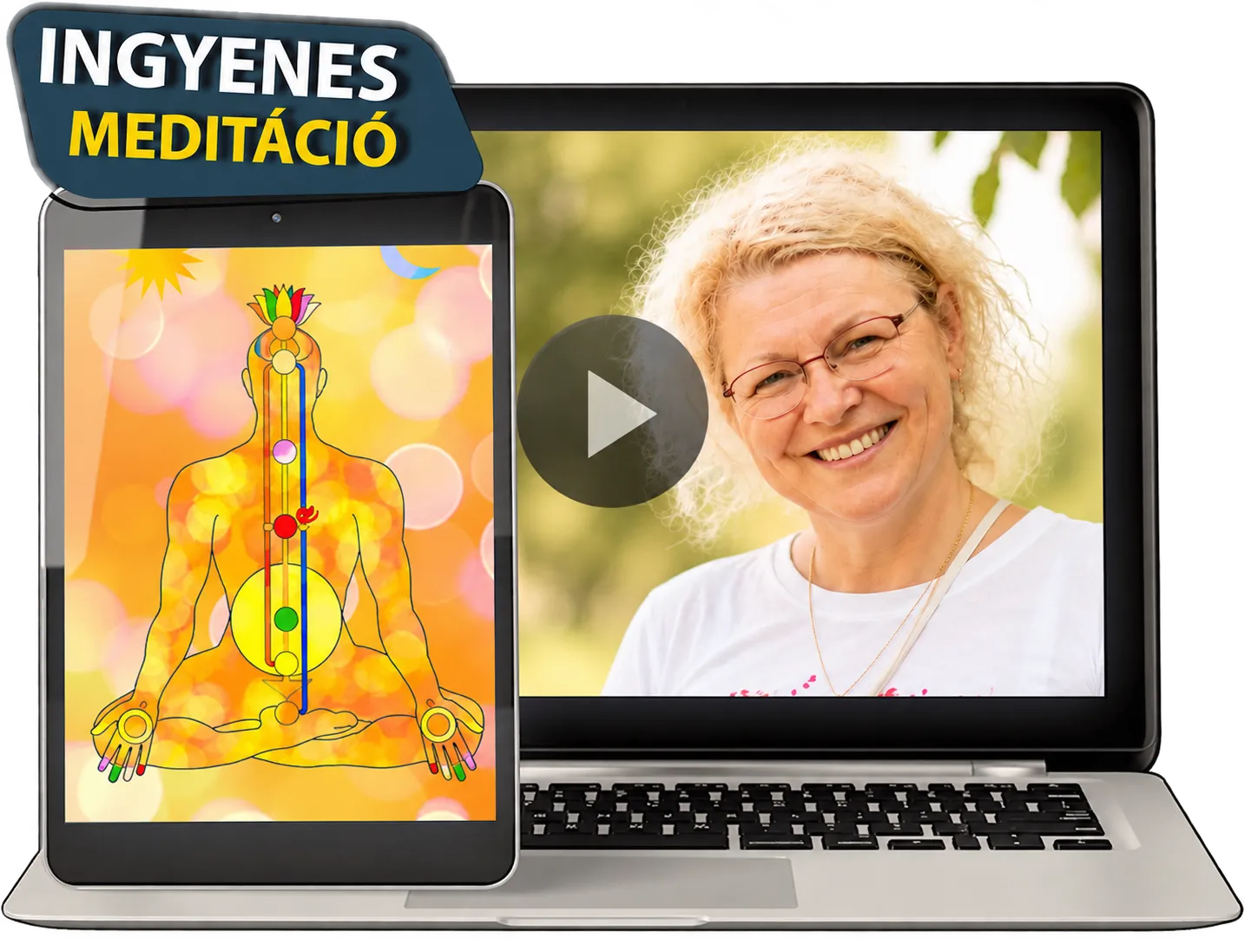 Tablet és laptop Eszter arcával